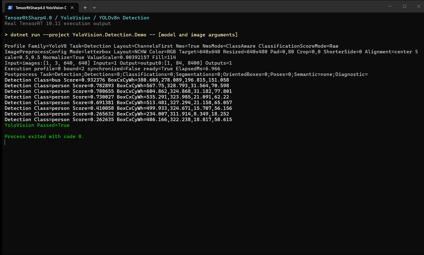 YoloVision YOLOv8n Detection 真实程序运行窗口